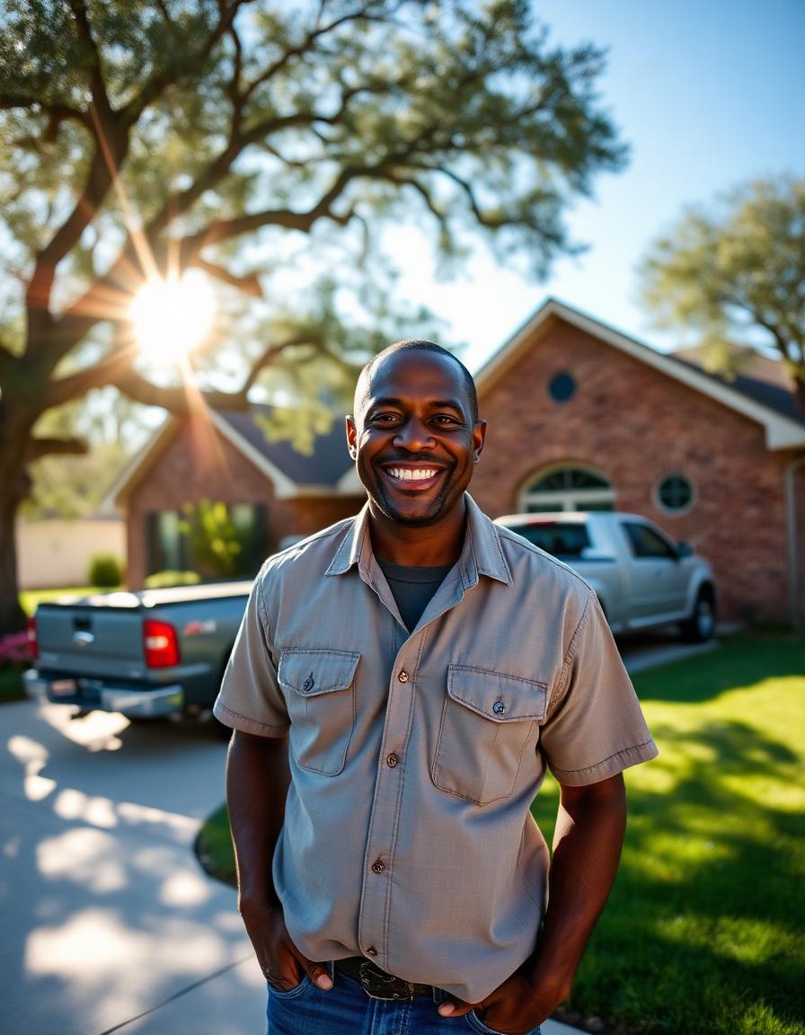 Marcus D. in front of their P91-installed roof